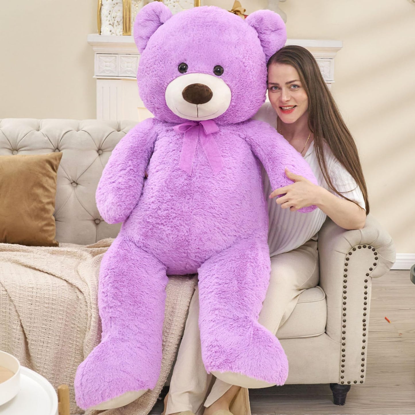 Toys Studio Ultra Soft Teddy Bear 51 inch Giant Stuffed Animal Large Stuffed Bear Plush Toy for Girls Mother's Day Valentines Gifts Christmas Kids Baby Shower, Purple