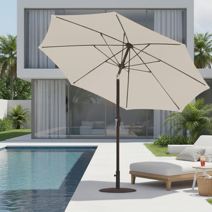 Tobeos 9ft Patio Umbrella with Push Button Tilt and Crank,Outdoor Market Table Umbrella UV Protection 8 Sturdy Ribs for Backyard,Garden,Pool,Deck(Creamy-white)