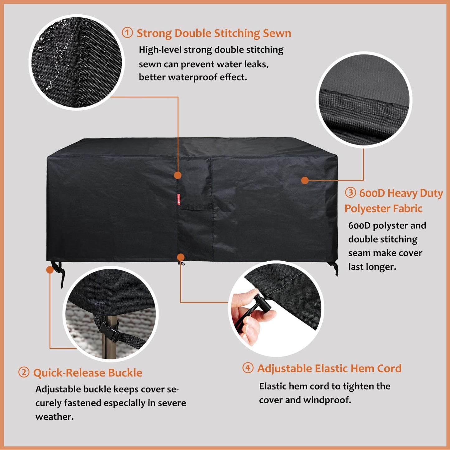 SheeChung Fire Pit Cover Rectangular-Fits 50-54 inch Table-Waterproof Heavy Duty 600D Outdoor Cover for Gas Fire Pit,Patio Deck Box Protector Patio Furniture Cover 54"Lx34"Wx24"H