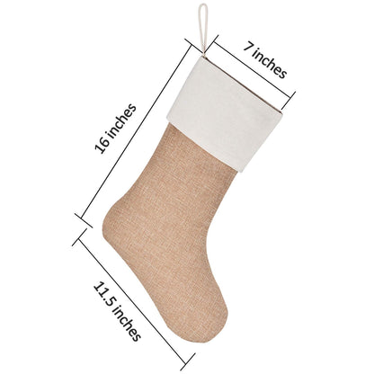 Sunshane Burlap Christmas Stockings Xmas Fireplace Hanging Stockings Decoration Stockings for Christmas Decoration DIY Craft (Flaxen, 4)