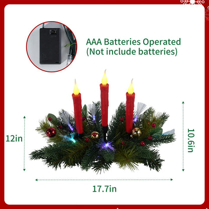 Aokudoni Christmas Decorations: Christmas Table Centerpieces with Artificial Pine Branches Berries Candles Indoor Xmas Decorations for Dining Tables Fireplace Mantel
