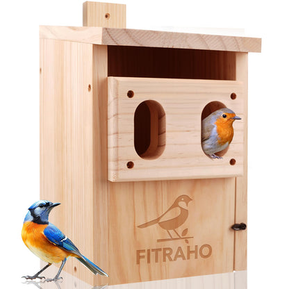 Bird Houses for Outside, Durable Birdhouse with Dual Entrances, Weatherproof & Perfect for Bluebirds, Wrens, Finches & Swallows
