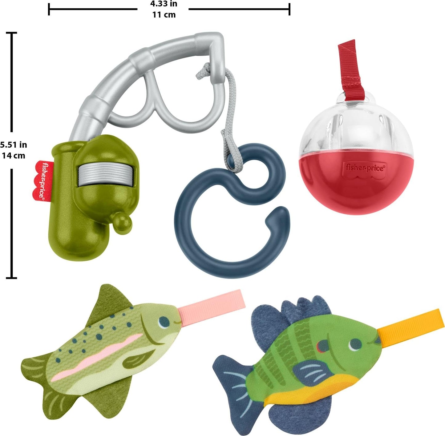 Fisher-Price Baby Toys Mini Me Moments Reel Fun Fishing Set, 4-Piece Sensory Activities for Newborn Developmental Play Ages 3+ Months