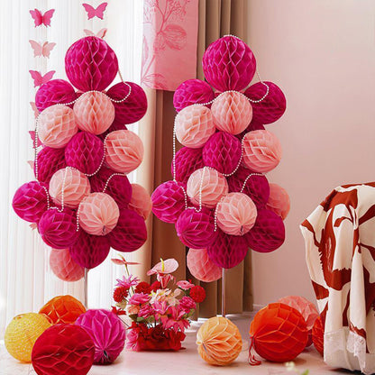 GAKA 12Pcs Green Hanging Honeycomb Balls Decorations, Tissue Paper Pom Poms for Wedding Birthday Party Decor(6" 10")