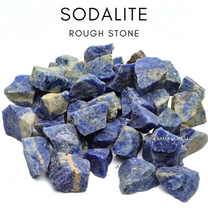 Karma Gems 5 Pcs Sodalite Natural Crystals - Raw Tumbling Rocks and Collections for Kids - Cool Agate Crystal and Stones - Chakra Energy Balancing, Meditation, and Reiki Practices