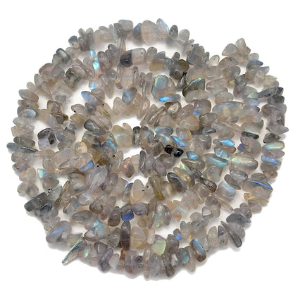 HAAMIIQII 5-8mm Natural Labradorite Chips Irregular Chip Stones Loose Gemstone Energy Healing Beads for Jewelry Making Strand 30 Inch