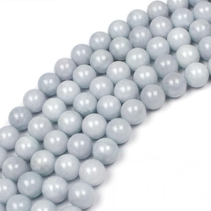 MJDCB Natural Round Aquamarine Gemstone Spacer Loose Beads Spacer Beads for DIY Jewelry Making Strand 15"