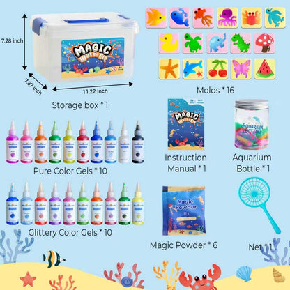 Magic Water Elf Toy Kit - Magic Gel Water Pets with Aquarium Bottle - Make Your Own Squishies Crafts Toys - Crafts Kit for Kids Christmas Gifts Birthday for Girls Boys Age 6 7 8 9 10 Years Old