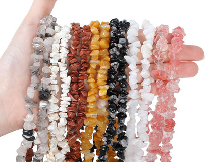 LAIDANLA Snowflake 400pcs Natural Chip Stone Beads 5-8mm Healing Crystal Irregular Gemstones Drilled DIY Loose Rocks Bead Crystal for Bracelet Earrings Necklace Jewelry Making Crafting