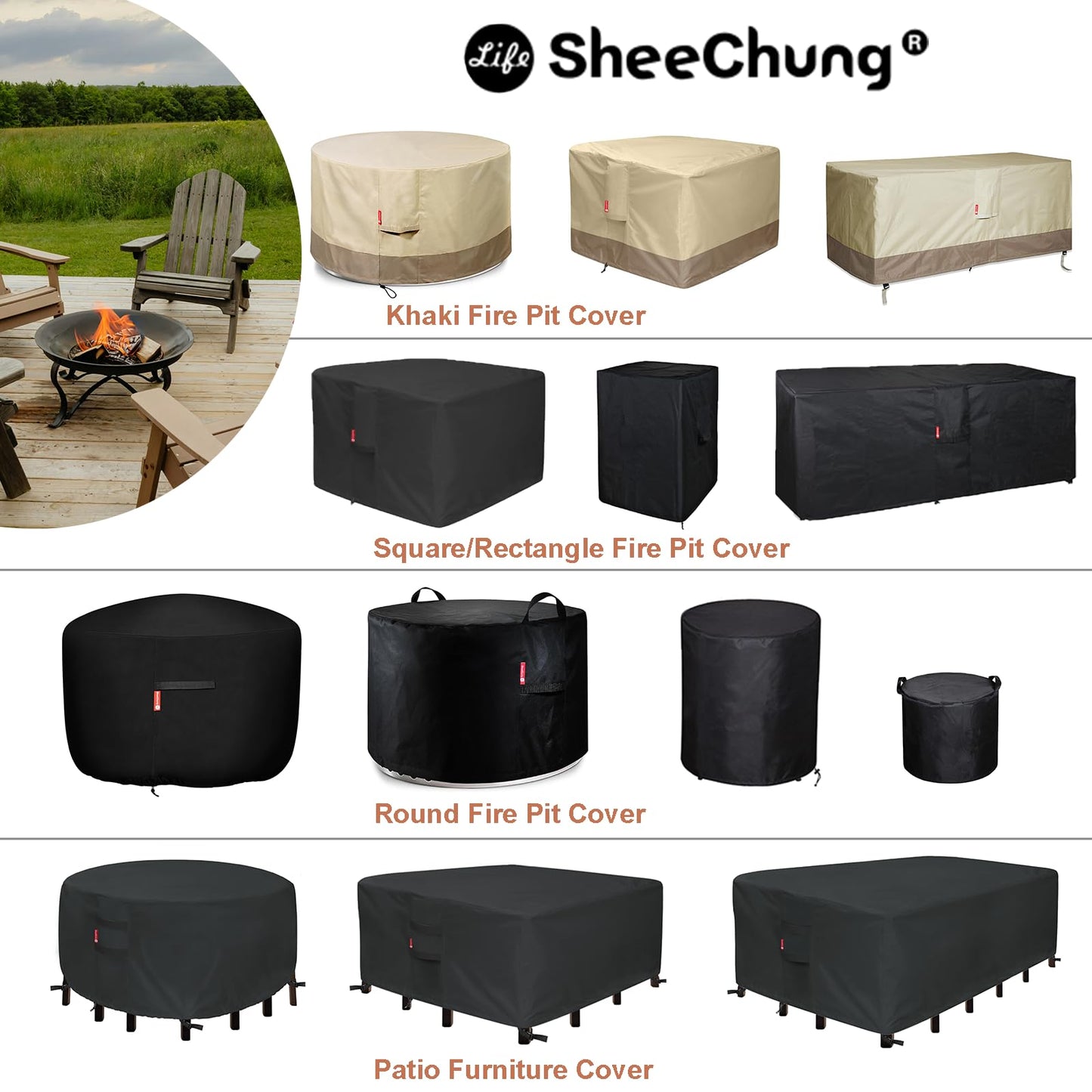 SheeChung Fire Pit Cover Rectangular-Fits 50-54 inch Table-Waterproof Heavy Duty 600D Outdoor Cover for Gas Fire Pit,Patio Deck Box Protector Patio Furniture Cover 54"Lx34"Wx24"H