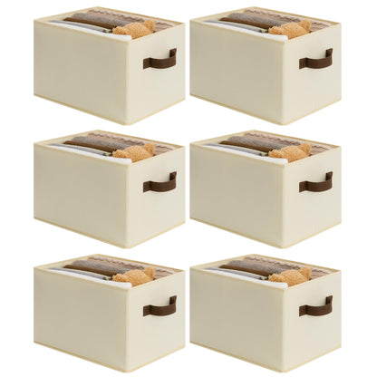 Cupic Cupid Storage Bins Closet, Fabric Closet Organizers and Storage, 6-Pack Baskets for Organizing, Large Storage Boxes with Handles for Clothes and Toys, Beige
