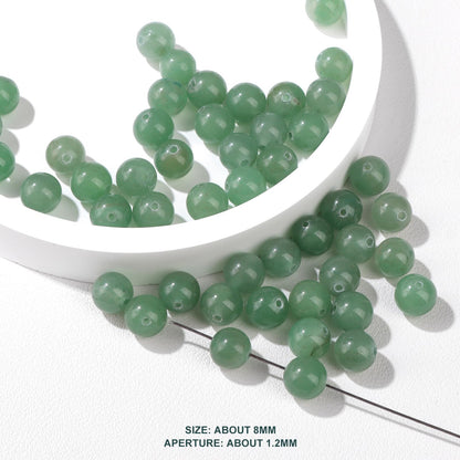 Risyfjew 100PCS 8mm Natural Green Aventurine Beads Gemstone Round Loose Beads for Jewelry Making Chakra Crystal Stone Beads for Bracelets Necklace Earrings Making Supplies (100pcs/Strand)
