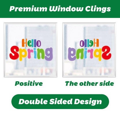 Vibrant Spring & Summer Window Clings - 9 Sheets 127PCS Removable & Double-Sided with Flowers Butterflies Birds Birdhouses - Window Stickers for Glass Windows Home Classroom Office Store Decorations