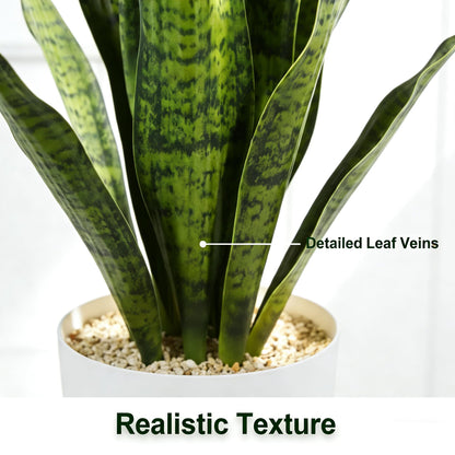 Joyplants Fake Snake Plant, 27in Artificial Plant with White Pot Realistic Leaves, Low Maintenance Potted Plant for Indoor Decor, No Watering Needed, Perfect for Home, Office & Pet Areas