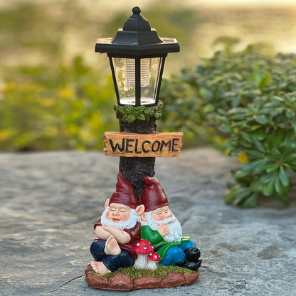 ZYLiWoo Garden Gnome Statue with Solar Lights,Outdoor Figurine Light for Outside Landscape,Lawn Yard, Path、Patio Sculptures Decor - Unique Gift for Grandmothers, Women,Sisters for Christmas Birthday
