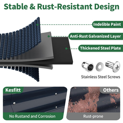Kesfitt Raised Garden Bed, 4x2x1 FT Galvanized Steel Metal Raised Garden Bed, Oval Open-Bottom Design, 12-Inch Deep for Outdoor Vegetable & Herb Gardening, Midnight Blue