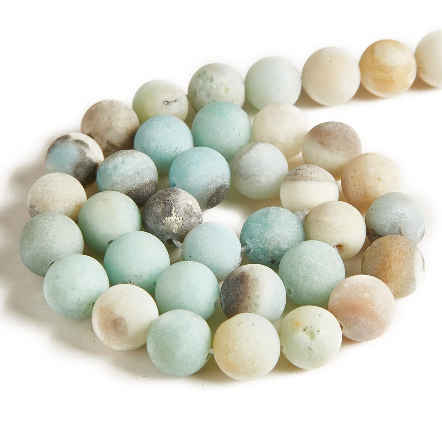 35pcs 10mm Frosted Amazonite Beads Natural Gemstone Beads Round Loose Beads for Jewelry Making