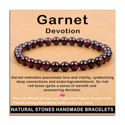 AD Beads Handmade Gemstone Stretch Elastic Bracelet Crystal Healing Reiki Nature's Beauty and Spiritual Essence Unisex (6mm, Garnet (Devotion))