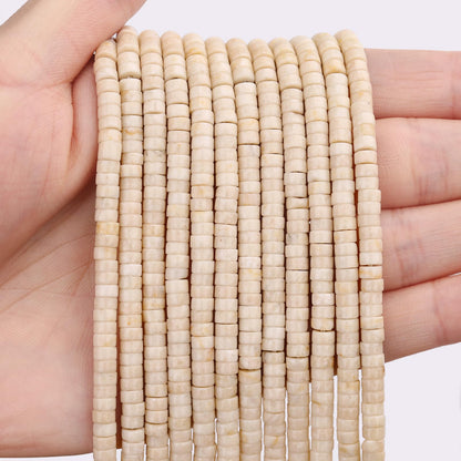 BONNY BOXX 150PCs Natural White Fossil Spacer Beads, Loose Semi Precious Flat Round Gemstone Heishi Disc Stone Beads for Beading Jewelry Making 4mm*2mm