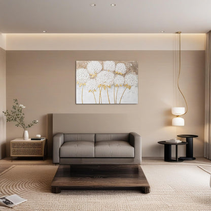JolyWell Large hand painted wall art White Hydrangea Canvas Wall decor, Modern Floral Wall Decor, 3D Textured Oil Painting, Large Canvas Wall Art for Living Room Bedroom Office Decoration 40x28 Inch