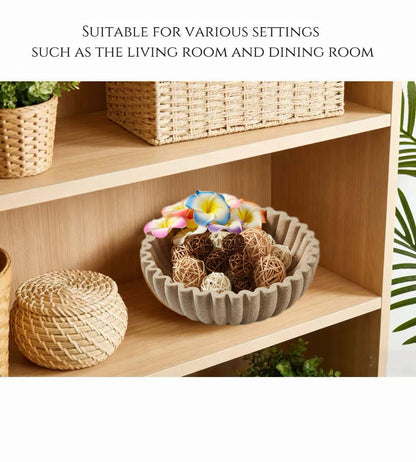 WVTANVW Ruffle Decor Large Decorative Bowl,fruit bowl kitchen stone bowl,bowl decor,Trendy home decor large Stylish Key Bowl for Entry Table
