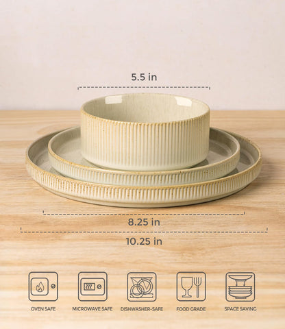 TheTerra Ceramic Dinnerware Sets for 4, 12 Pieces Porcelain Lightweight Speckled Plates and Bowls Sets, Scratch Resistant Dish Set, Oven & Microwave & Dishwasher Safe
