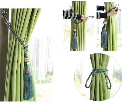 Selling Wonderful Curtain Holdbacks Curtains Tiebacks Home Decorative Braided Buckle Fastener Accessories Window Drapery Ball Tassels Tiebacks, Set of 2(Gold)