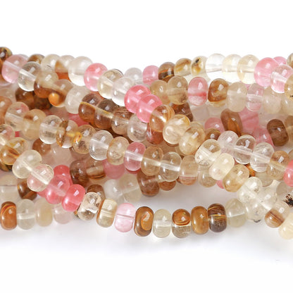 76pcs 5x8mm Natural Stone Watermelon Tourmaline Rondelle Spacer Loose Beads Abacus Disk Stone Round Loose Gemstone Beads for Jewelry Making DIY Bracelet Necklace