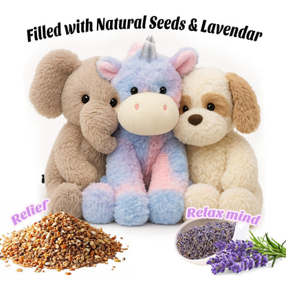 Easfan Weighted Stuffed Animals, Heated & Coolable Weighted Plush Toy for Period Cramps & Pain Relief, Microwavable Lavender Scented Toys Cute Soft Plushies, Unicorn Gifts for Adults & Kids,12 inch