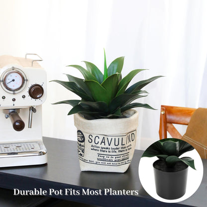 JUSTOYOU 14" Large Artificial Succulent Faux Agave Plant in Pot, Fake Potted Desk Plant Realistic Greenery Artificial Plants for Indoor Office Home Decor Bathroom Kitchen Shelf (Dark Green)
