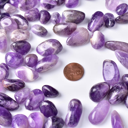 SigMntun Polished Amethyst Crystals - 0.5" 10 oz Handpicked Natural Tumbled Gemstones Rocks, Pebbles for Reiki, Chakra, Healing Home Decor