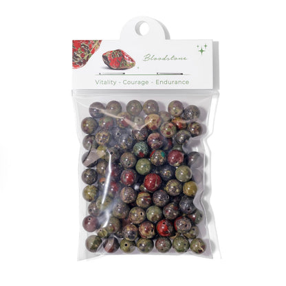 Raicegs 100pcs 8mm Bloodstone Beads Natural Gemstone Beads Round Loose Beads for Jewelry Making DIY Bracelets Necklace