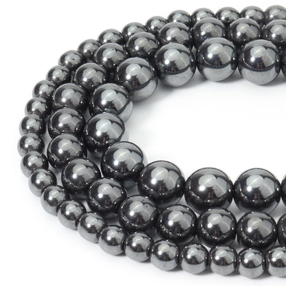 Siomia 60pcs 6mm Natural Black Hematite Beads Energy Healing Crystal Round Loose Stone Beads for Jewelry Making, DIY Bracelets Necklaces