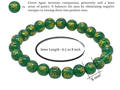 Amazing Gemstone Crystal Bracelet for Women Men's Gifts - Protection Healing Crystal Bracelet - 8mm Gemstone Beaded Stretchable Bracelet Pulseras Para Hombres Mujer Stocking Stuffers Mothers Day Gift (OM Green Agate)