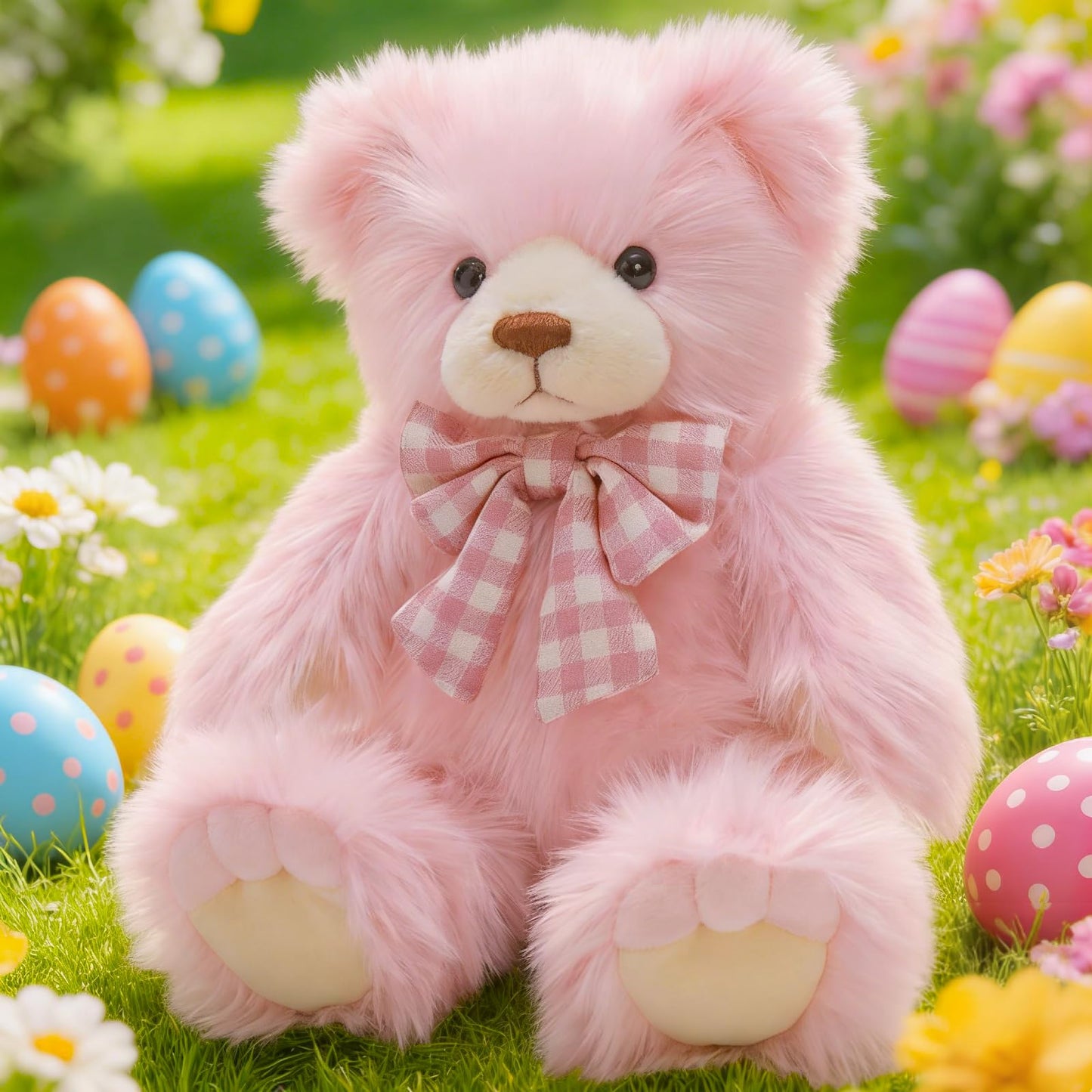 MorisMos Teddy Bear Stuffed Animal,14'' Long Fur Stuffed Bear Plush Toy Gift for Kid Girl Boy Toddler Teen Adult,Cuddly Teddy Animal Toy Decor for Baby Shower Birthday Valentine’s Day Party Favor,Pink