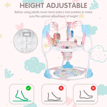 Furmubei Baby Activity Center, 3-in-1 Baby Jumper, Infant Activity Center with 360° Rotating Seat, Music, Lights, 3 Adjustable Heights, Infant Activity Jumper for 6+ Months JP2402