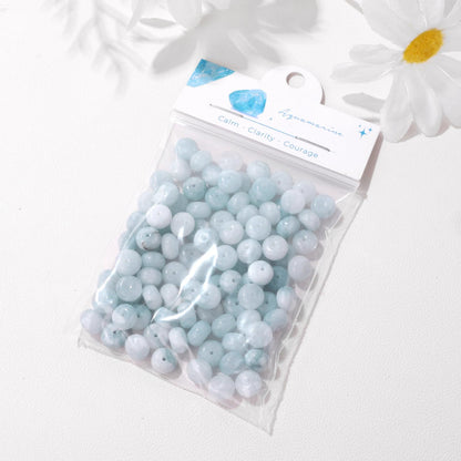 Raicegs 100pcs 5×8mm Rondelle Aquamarine Beads Natural Gemstone Beads Abacus Disk Stone Loose Beads for Jewelry Making DIY Bracelets Necklace