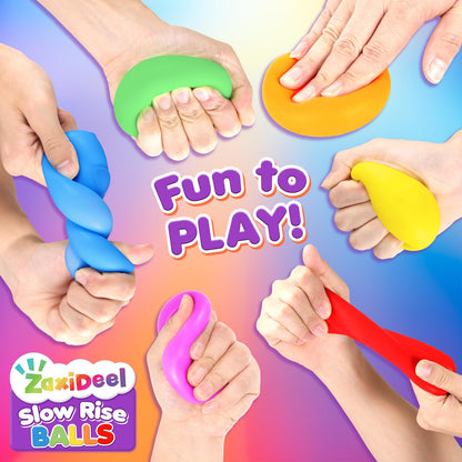 Slow Rising Stress Ball 50 Pack: Mini Squishy Ball for Kids Anxiety Relief, Hand Therapy Sensory Toy, Pull Stretch Fidget Toy, Prize Box Toys for Classroom, Bulk Toy for Teacher, Offices & Group