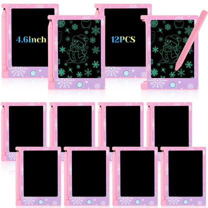 Nezyo 12 Pack Snowflake Party Favors, Mini LCD Writing Tablet for Kids, 4.6'' Snowflake Checked Board Drawing Tablet Erasable Reusable Electronic Drawing Pads for Birthday Supplies