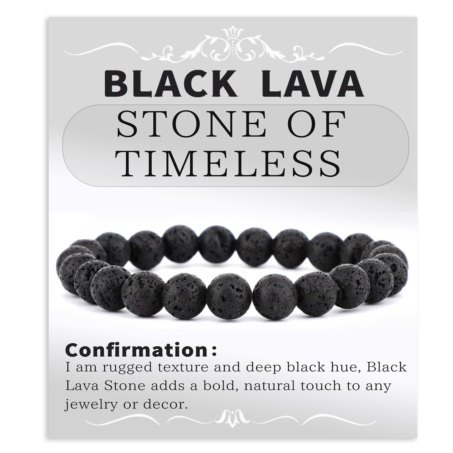 Bymitel 8mm Black Lava - Handmade Reiki Gemstone Stretch Bracelet, Natural Beauty & Spiritual Essence, Crystal Healing for Unisex Adults