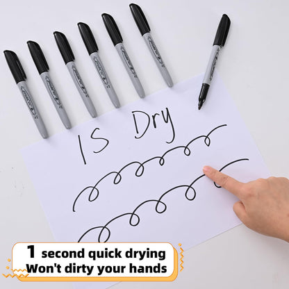 Permanent markers, 120 packs permanent markers bulk, quick drying in one second, waterproof, smooth, not easy to erase, durable, can be marked on glass, tiles and cloth, office supplies,Gray shell