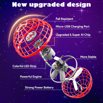 Flying Orb Ball Toys-2025 Upgraded Hover Magic Boomerang Ball，Galaxy Ball Kids Adults Cool Outdoor Indoor Outdoor Toy Gifts for 6 7 8 9 10+ Year Old Boys Girls-Red
