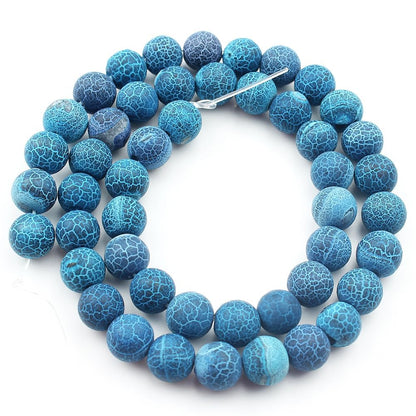 6mm Deep Blue Matte Oxidized Natural Stone Beads Round Loose Beads for Jewelry Making Yochus DIY Beads Bracelet Necklace
