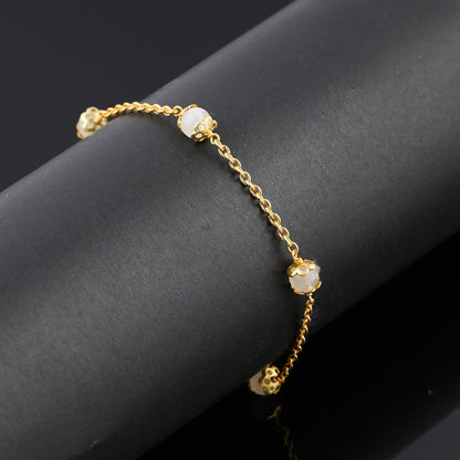 JEWEL OF ROCKS Trendsetting ROSE QUARTZ Anklet, Handmade Craft, Anklet Beads Bracelet, Chakra Healing Anklet, Gemstone Women Jewelry, Hypoallergenic Gold Plated Brass Anklet 9 inch + 1.5 inch (1pcs)