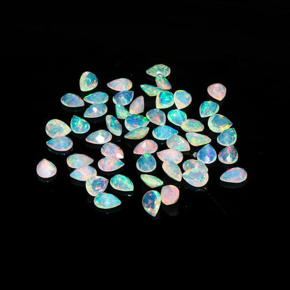 2 Pcs,8X6 MM, AURA GEMS Natural Ethiopian Opal,Briliant Cut, Pear, Shape, Jewelry Making Supply, Chakra Energy Healing Gemstone, Real Crystal, Birthstone, Wholesale deal