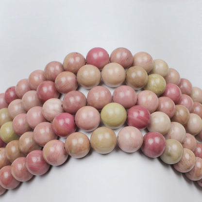 MJDCB Natural Red Stripes Rhodonite Round Stone Beads for Jewelry Making DIY Bracelet Necklace (6mm)