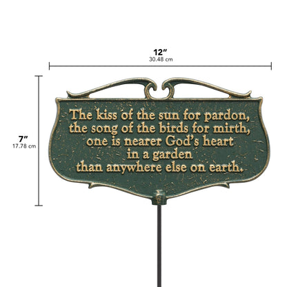 Whitehall Products "The Kiss of The Sun..." Garden Poem Sign, Green/Gold, Aluminum