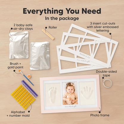 KeaBabies Baby Hand and Footprint Kit - Clay Handprint Keepsake Frame, Newborn Nursery Picture Frame, Personalized New Mom Gifts for Shower & Registry, First Mother's Day (Petal Pink)