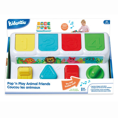Kidoozie Pop ‘n Play Animal Friends, Pop Up Activity Toy for Learning Colors, Numbers, Animal Names and Sounds; Suitable for Toddlers Ages 12 Months and Older, Small