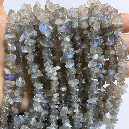 PLTbeads Gemstone Chips Natural Labradorite3-5mm Healing Crystals Waist Bracelets Necklace Kit Irregular Stone DIY Crafts Design Jewelry Making Approxi 32 inch